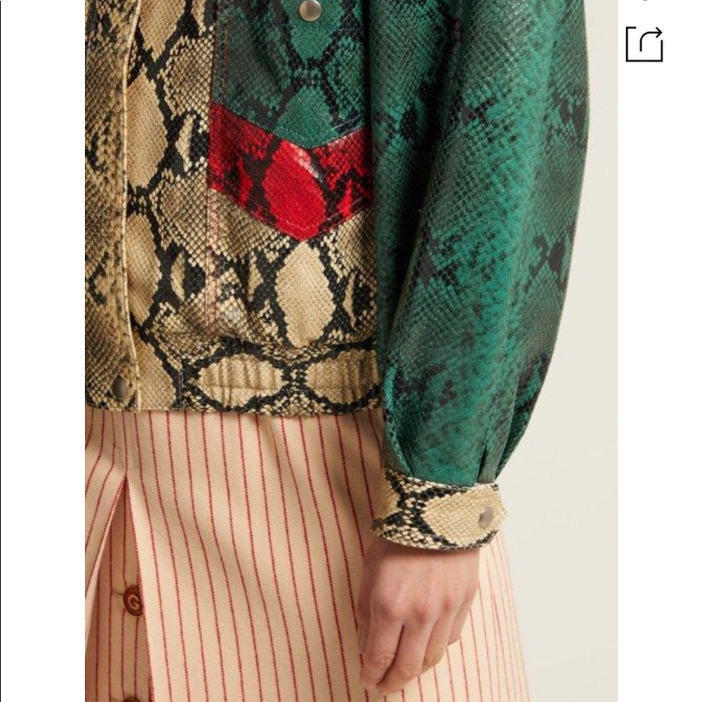 Gucci Python-Print Leather Bomber Jacket - image 6